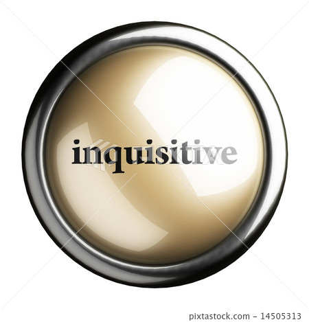 inquisitive word on isolated button 14505313