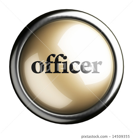 officer word on isolated button 14509355