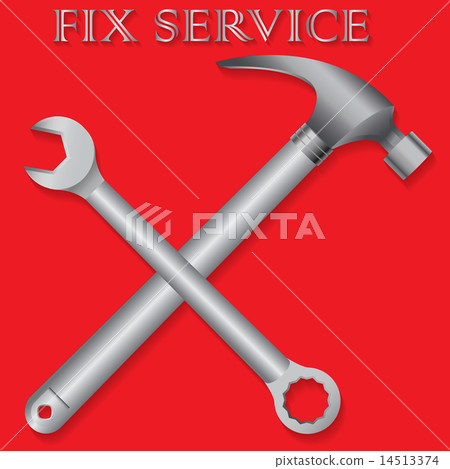 fix service sign on red background fix service sign on red background 14513374