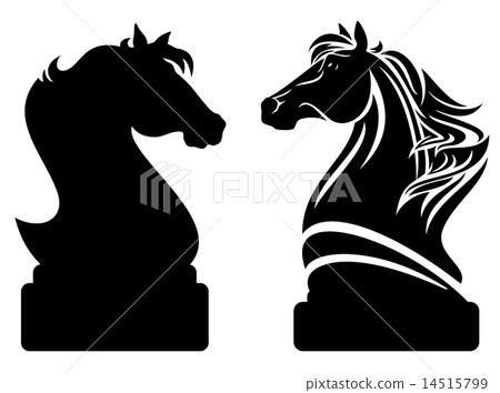 chess knight design - black horse profile 14515799
