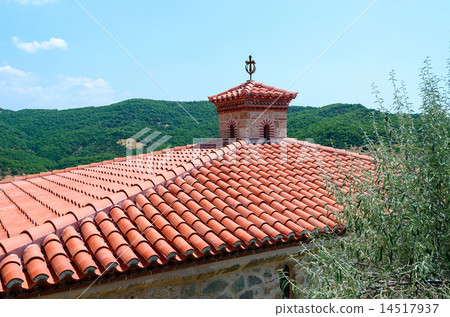 Red tile roof of male monastery of Varlaam 14517937
