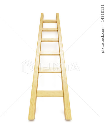 Wooden ladder near white wall Wooden ladder near white wall 14518131