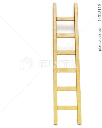 Wooden ladder near white wall Wooden ladder near white wall 14518139