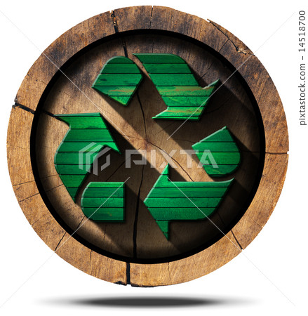 Recycle Symbol on Tree Trunk 14518700