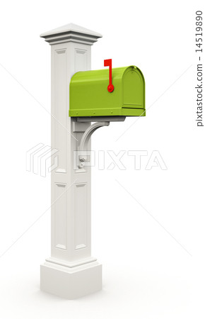 Retro green mailbox isolated on white background 14519890