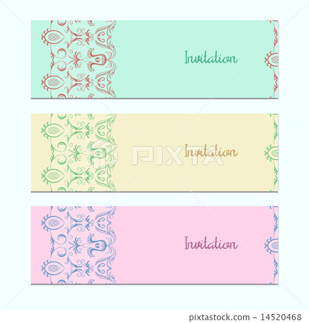 Set of invitation cards with floral ornament Set of invitation cards with floral ornament 14520468