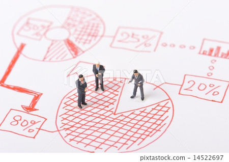 Graph and illustration of illustration written with red pen 14522697