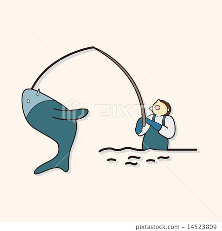 fisherman cartoon theme elements fisherman cartoon theme elements 14523809