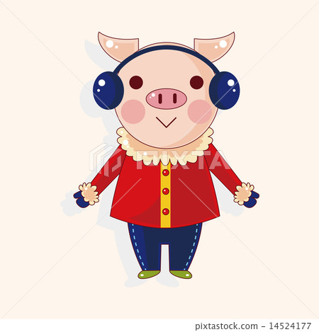 animal pig winter cartoon theme elements animal pig winter cartoon theme elements 14524177
