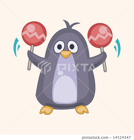 animal penguin playing instrument cartoon  14524347