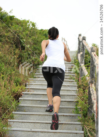 healthy lifestyle sports woman running on mountain 14526706