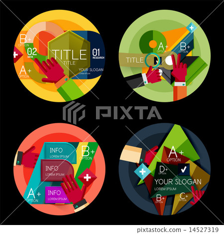 Set of option presentation labels, flat design web infographic boxes Set of option presentation labels, flat design web infographic boxes 14527319