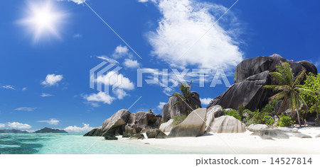 White coral sand on tropical beach. White coral sand on tropical beach. 14527814