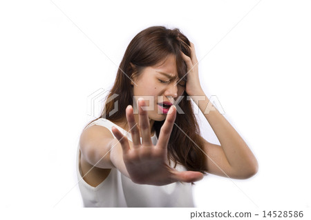Young lady calling for stop Young lady calling for stop 14528586