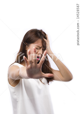 Young lady calling for stop 14528587