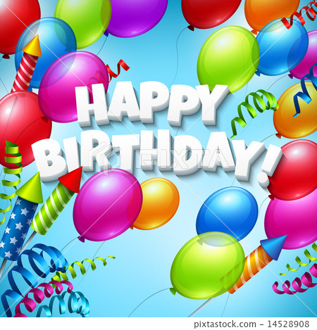 Happy birthday greeting card with  balloons. Vector illustration 14528908