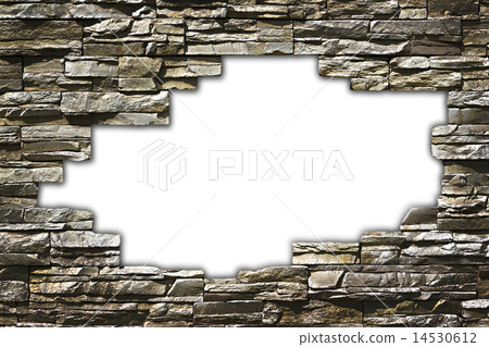 stone wall with a large hole in the middle 14530612
