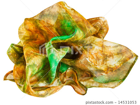 silk scarf painted by yellow batik isolated 14531053