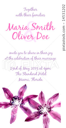 Vector background with watercolor clematis for wedding invitation 14531202