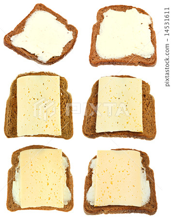 set from sandwich from bread, butter and cheese 14531611