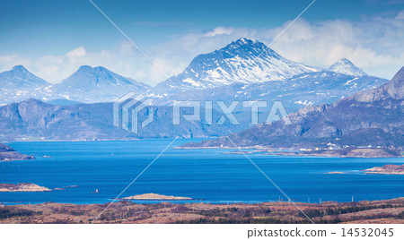 Norwegian mountain landscape with sea and fjords Norwegian mountain landscape with sea and fjords 14532045