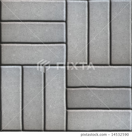 Gray Paving Slabs of Three Rectangles Laid Out Perpendicular to Each Other. 14532590
