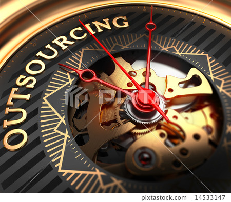 Outsourcing on Black-Golden Watch Face. Outsourcing on Black-Golden Watch Face. 14533147
