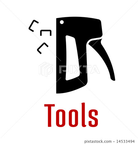 Black silhouette of staple gun tool Black silhouette of staple gun tool 14533494