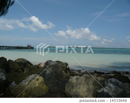 Palau / Carp Island islands, rocks, pier Palau / Carp Island islands, rocks, pier 14533648