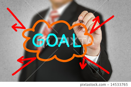Businessman drawing obstacle to reach Goal 14533765