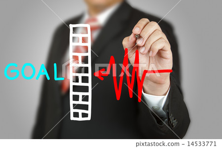 Businessman drawing obstacle to reach Goal Businessman drawing obstacle to reach Goal 14533771