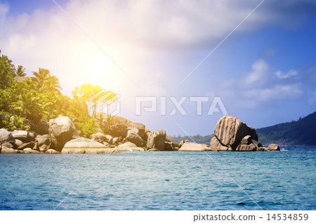 White coral sand on tropical beach. White coral sand on tropical beach. 14534859