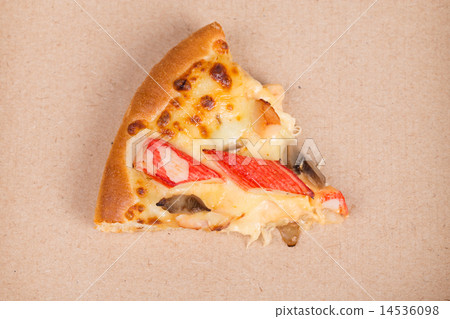 Island Delight pizza on recycle paper background 14536098