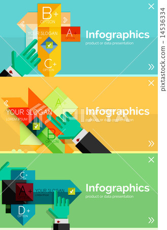 Set of infographic flat design banner with hands 14536334