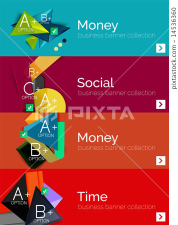 Set of infographic flat design banners with geometric diagram  14536360