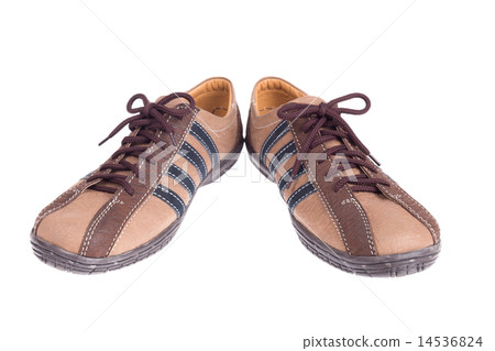 Man's leather brown shoes isolated on white 14536824