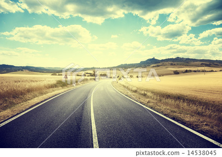 asphalt road in Tuscany Italy 14538045