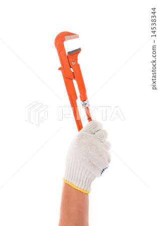 Hand holding wrench Hand holding wrench 14538344