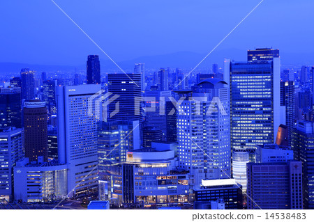 Night view of Osaka wishing from Umeda Sky Building Night view of Osaka wishing from Umeda Sky Building 14538483