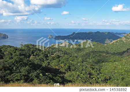 從Chichijima中央山,世界遺產Ogawara群島的風景 從Chichijima中央山,世界遺產Ogawara群島的風景 14538892