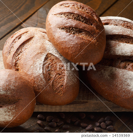Fresh dough in flour with rye bread 14539369