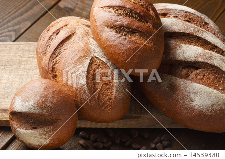 Fresh dough in flour with rye bread 14539380