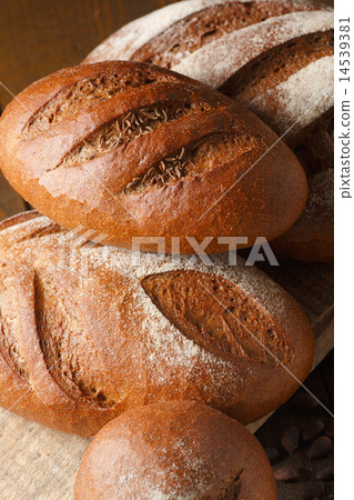 Fresh dough in flour with rye bread Fresh dough in flour with rye bread 14539381