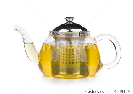 Glass tea pot with tea. 14539409