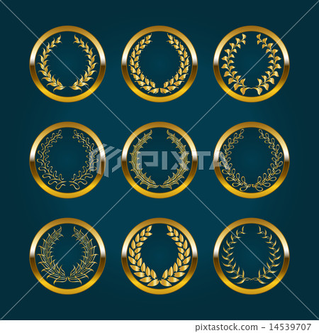 Luxury gold labels with laurel wreath Luxury gold labels with laurel wreath 14539707