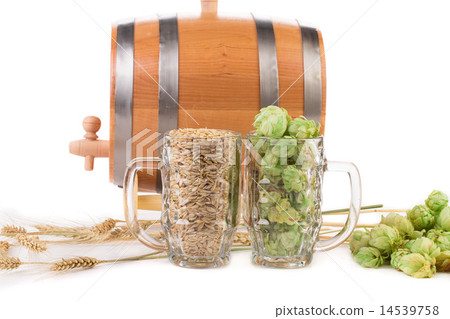 Mugs with barley and hop. 14539758