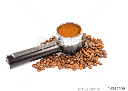 Coffee portafilter filled with finely grounded cof 14540909