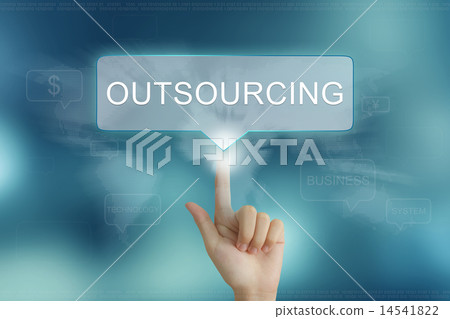 hand clicking on outsourcing button 14541822