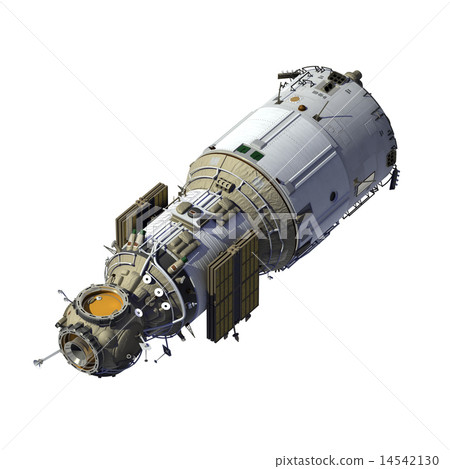 Space Station With Folded Solar Panels 14542130