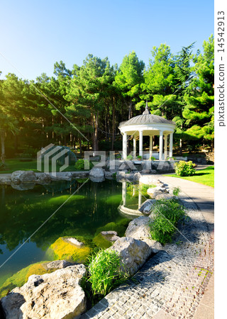 White arbour near lake White arbour near lake 14542913